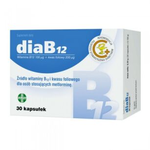 DiaB12 30 kapsułek Witamina B12 Kwas Foliowy