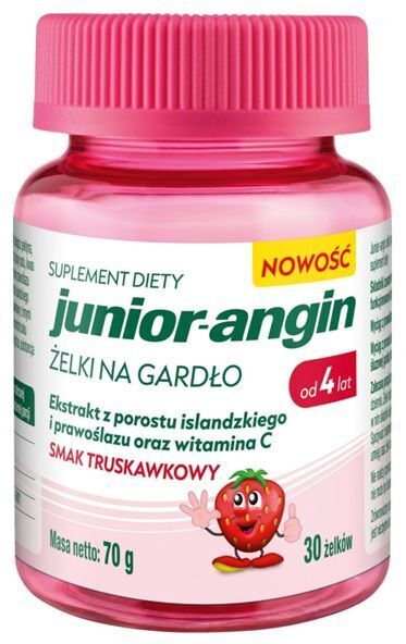 Junior-Angin Żelki Na Gardło Smak Truskawkowy 30 Sztuk