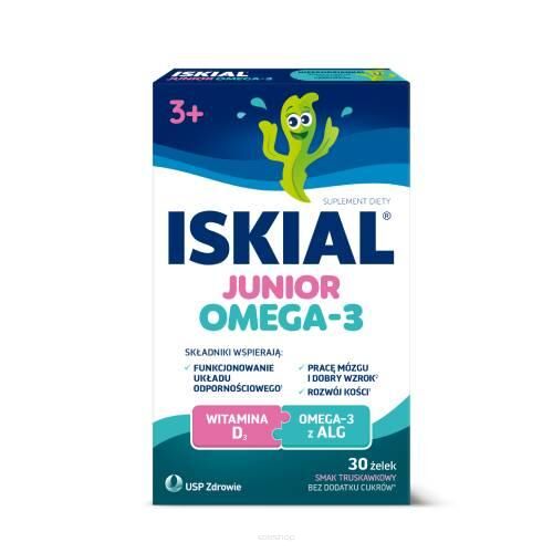 Iskial Junior Omega-3 żelki o smaku truskawkowym, 30szt.