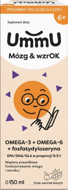 UmmU Mózg & wzrOK 6+ płyn o smaku owoców leśnych, 150 ml