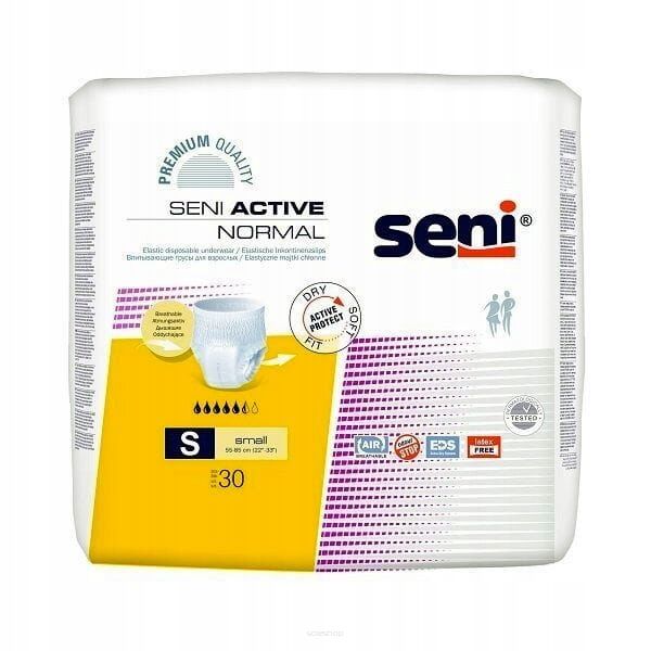 Pieluchomajtki SENI ACTIVE Normal S 30 sztuk Żółte - TORUŃSKIE