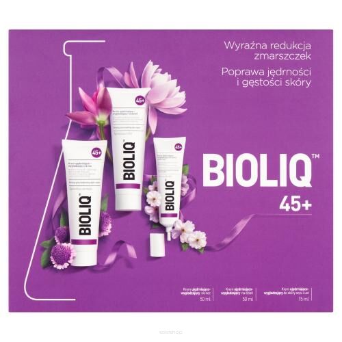 BIOLIQ 45+ Zestaw Krem na dzień, 50 ml + Krem na noc, 50 ml+ Krem do oczu i ust, 15 ml