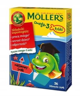 Mollers Omega-3 Rybki smak malinowy 36 sztuk