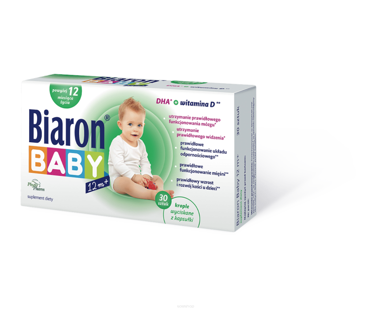 Biaron Baby 12m+ DHA 100mg Witamina D 800 j.m. 30 kapsułek - PHYTOPHARM